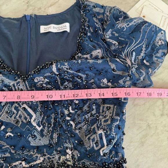 Mac Duggal Women's Embellished Illusion Butterfly Sleeve A-Line Gown size 8 NWT - Picture 7 of 9